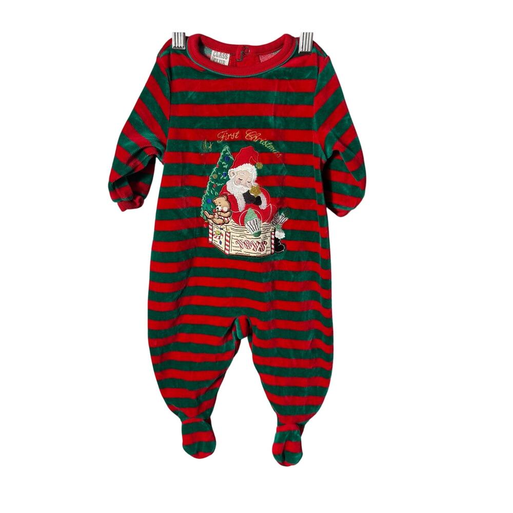Class Club My First Christmas Baby One Piece Embroidered Vintage Insp 3-6 months